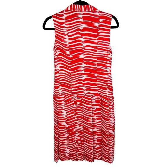 Cabi Brushstroke Button Down Sleeveless Dress Red White Striped Fit & Flare XS - Picture 6 of 14